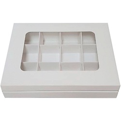 Коробка на 12 конфет 20 см*16,6 см*3,7 см белая