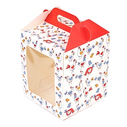 Коробка для кулича с окном "Птички" 15 см*15 см*18 см